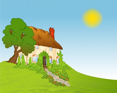 House with plants backgroundのイラスト素材