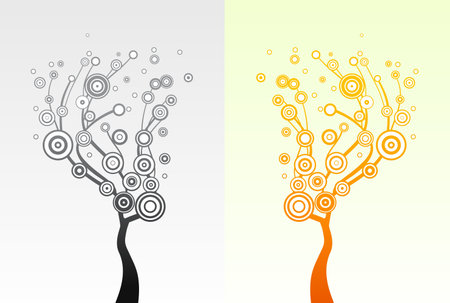 Trees with round leaves のイラスト素材