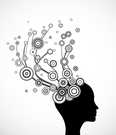 Woman face silhouette with abstract hairのイラスト素材