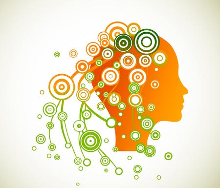 Woman face silhouette with abstract hair のイラスト素材