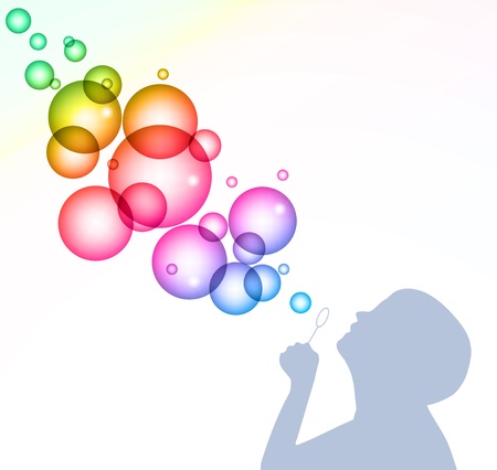 Child blowing bubbles  background のイラスト素材