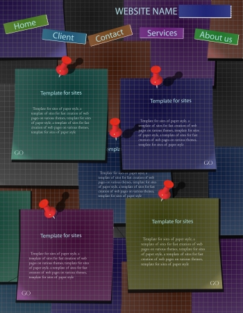 Web site design template on dark colorful sheets of paperのイラスト素材