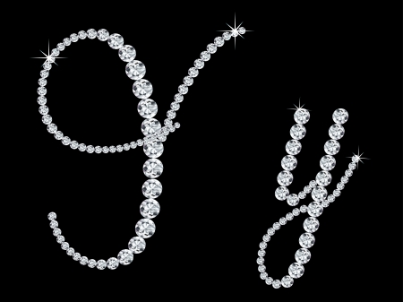 Diamond alphabetic uppercase and lowercase letters of  Y のイラスト素材
