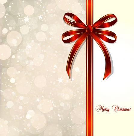 Red bow on a magical Christmas card  backgroundのイラスト素材