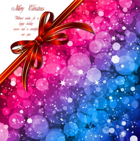 Magic Lights background with red bow  Vector illustrationのイラスト素材