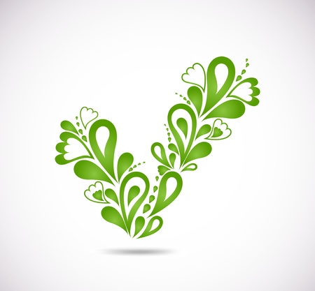 Ornamental green checkmark  Vectorのイラスト素材