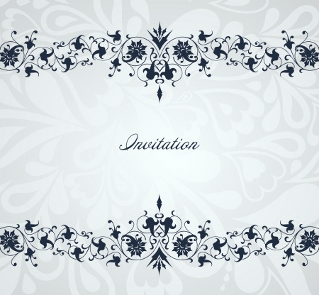 Vintage floral blue frame  Vector backgroundのイラスト素材