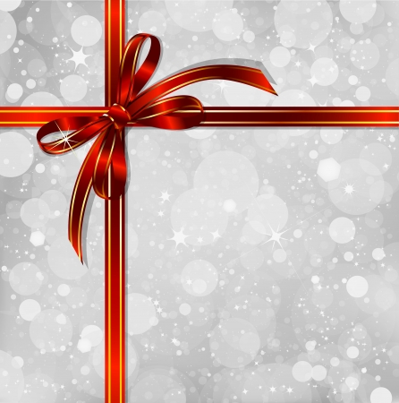 Red bow on a magical Christmas background  Vectorのイラスト素材