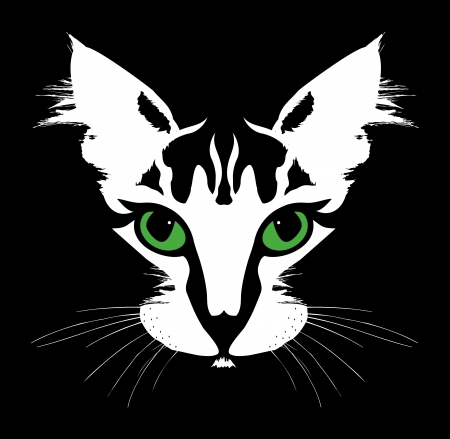 Head of a cat with green eyes  Vectorのイラスト素材