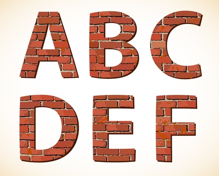 Set brick alphabet  Vector illustrationのイラスト素材