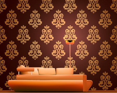 Bed and sofa On A White Backgroundのイラスト素材