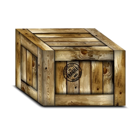 Fragile wooden box with stamp のイラスト素材