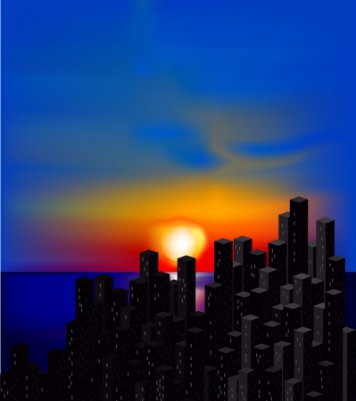 City at sunset  のイラスト素材