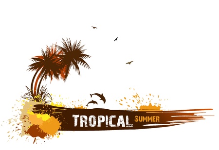 Summer background with palms  Vectorのイラスト素材
