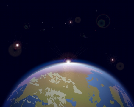 Vector illustration of space earth and starsのイラスト素材