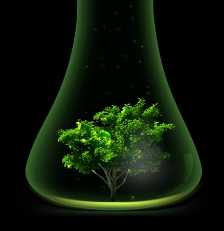 Tree in glass retort  Vectorのイラスト素材