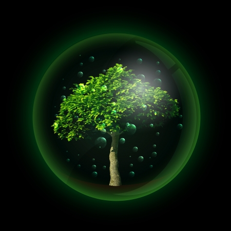 Tree in glass ball retort  Vectorのイラスト素材