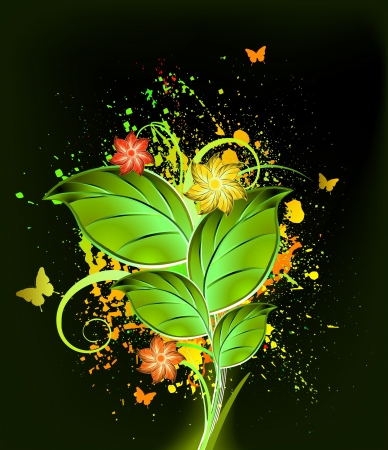 Ink floral background  Vectorのイラスト素材
