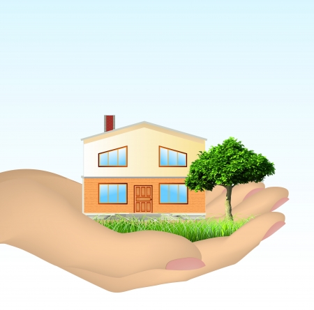 The house in hands  Vectorのイラスト素材