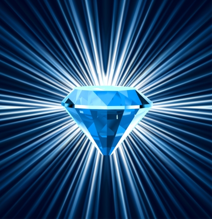 Blue diamond on bright background のイラスト素材