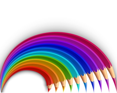 Colorful pencils in the shape of a rainbow  Vectorのイラスト素材