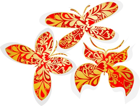 Set of gold butterflies  Vectorのイラスト素材
