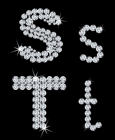 Set of diamond alphabetic lettersのイラスト素材