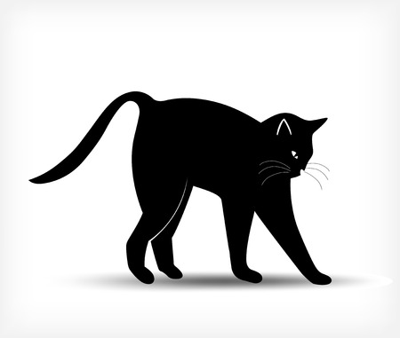Silhouette of a black cat. Vector illustrationの写真素材