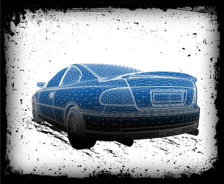 Vector illustration of car modeling stage. Generic auto in wire-frameの写真素材