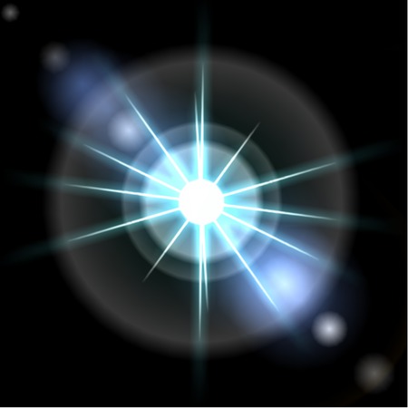 Blue luminous star.  Vector Lens flare effectのイラスト素材