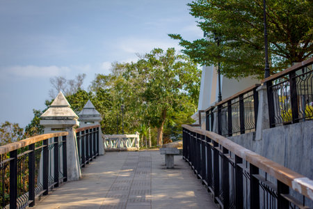 Walkway with columns and trees