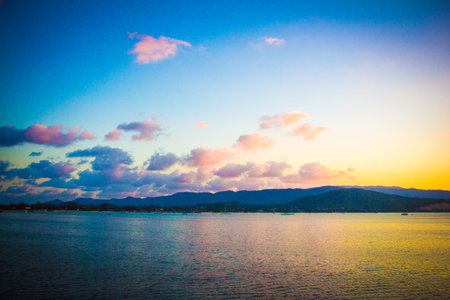 Beautiful sunset above the sea on Samui island