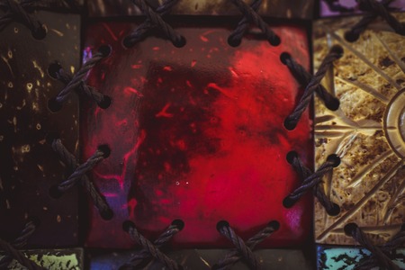 Texture of the painted pieces of coconut. Macroの写真素材