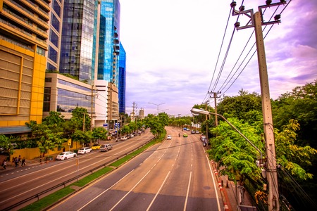 BANGKOK, THAILAND, 4 AUGUST 2014, Traffic on a road in the city centreのeditorial素材