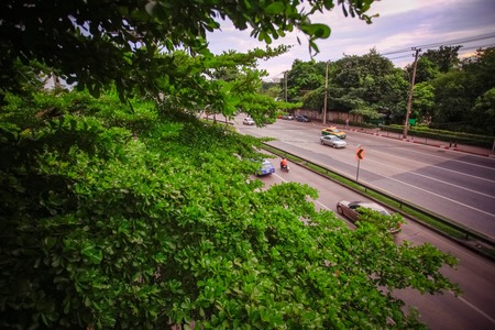 BANGKOK, THAILAND, 4 AUGUST 2014, Traffic on a road in the city centreのeditorial素材