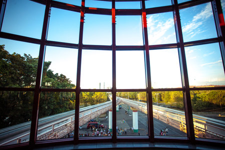 view from the window of metro in Moscow. Russiaのeditorial素材