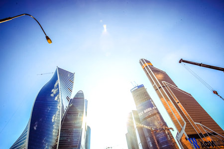 Beautiful evening view of famous skyscrapers in Moscow City international business center, Russia
