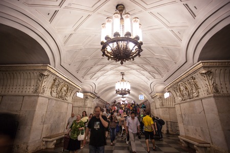 Metro carries over 7 million passengers per a day. Moscow, Russiaのeditorial素材