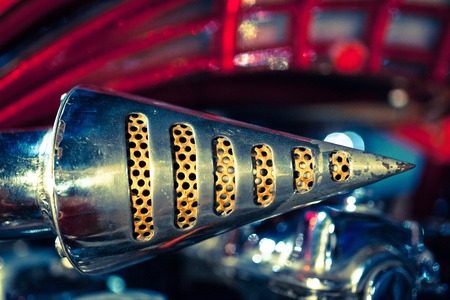 Close up of Motorcycle Exhaust pipe. Macro detailの写真素材