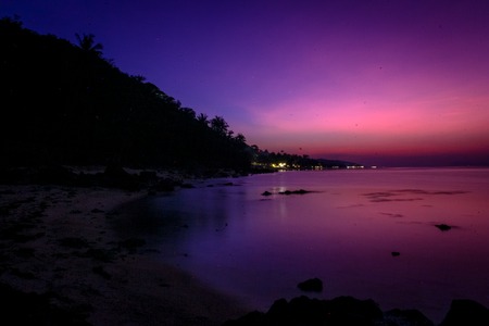 Beautiful sunset over the tropical beachの写真素材