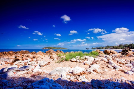 Beautiful tropical rocky beach with rocks on the island of Koh Samui in Thailandの写真素材