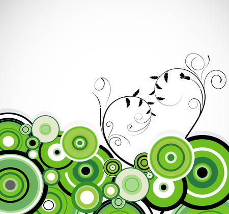 Romantic green ring. Floral background. Vector illustrationのイラスト素材