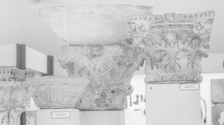 antic columns in a museum , architectural background