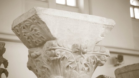 antic column detail in a museum, architectural backgroundの写真素材