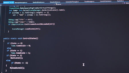Close up of monitor. The code of the website on the computer monitor. The programmer at work.