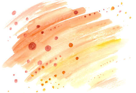 Watercolor blurred background in pink and yellow with splashes.の写真素材