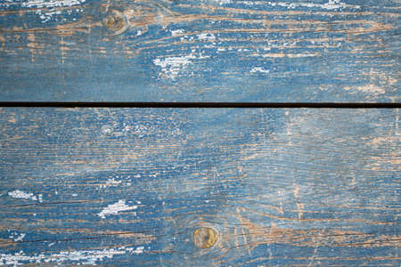 Old blue wooden planks as background, top view. Wooden textureの写真素材