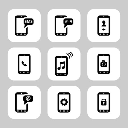 Mobile phone functions vector icons setのイラスト素材