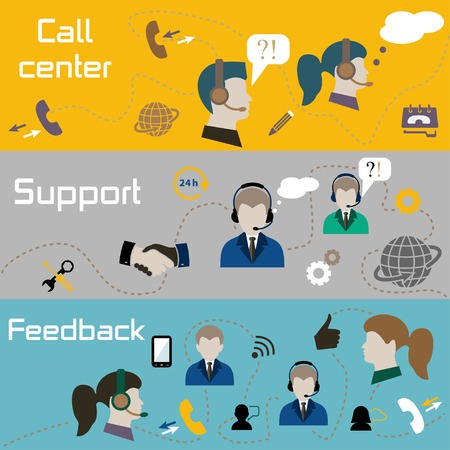 Vector illustration of customer support center bannersのイラスト素材
