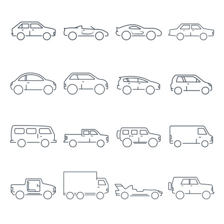 Outline car collection iconのイラスト素材
